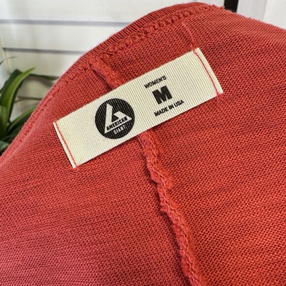 American Giant Premium Slub‎ Crew Tee Long Sleeve Red-Orange Knit Top Size M - Picture 7 of 9